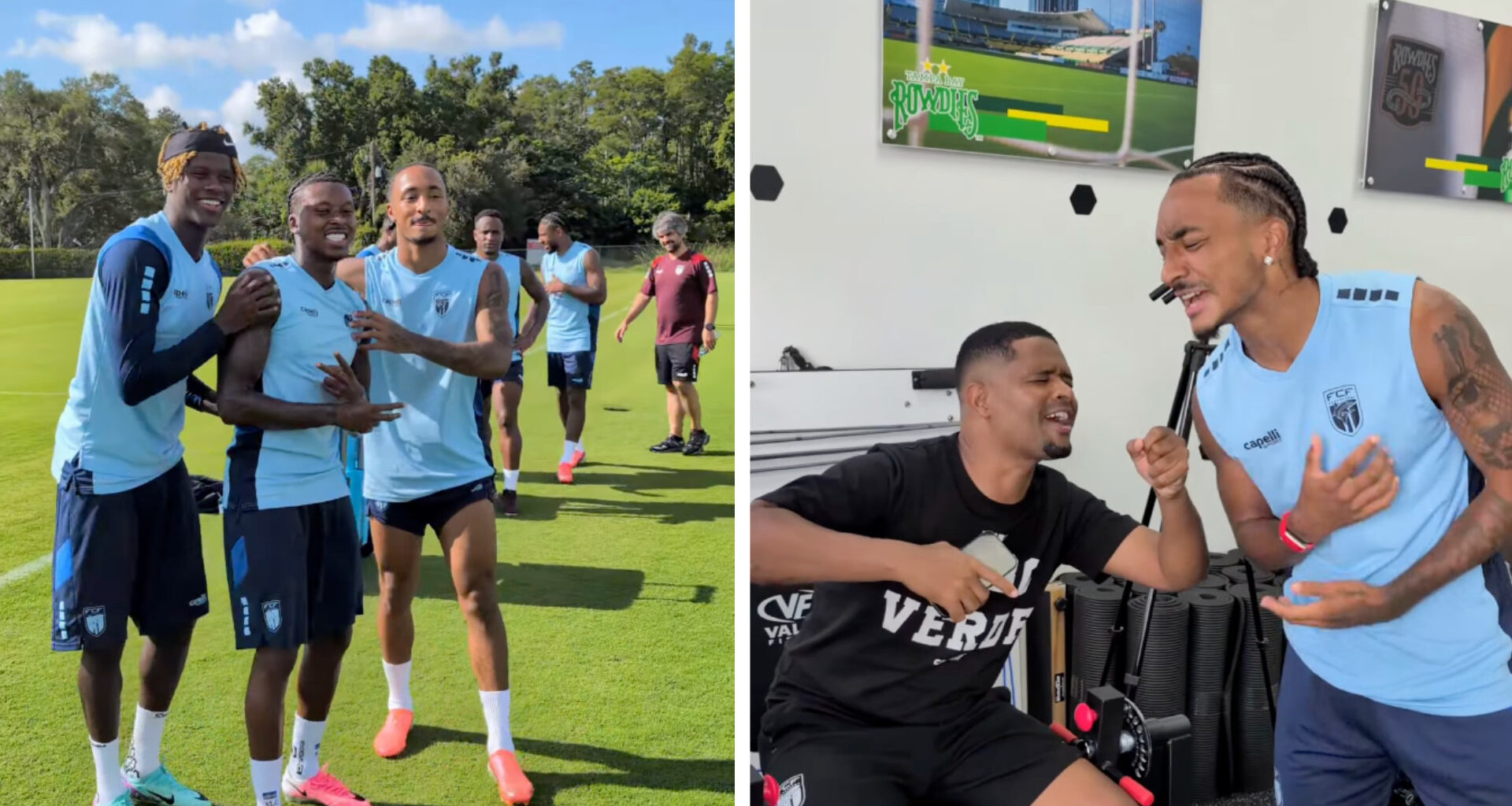 Cabo Verde soccer players at a training facility in Tampa