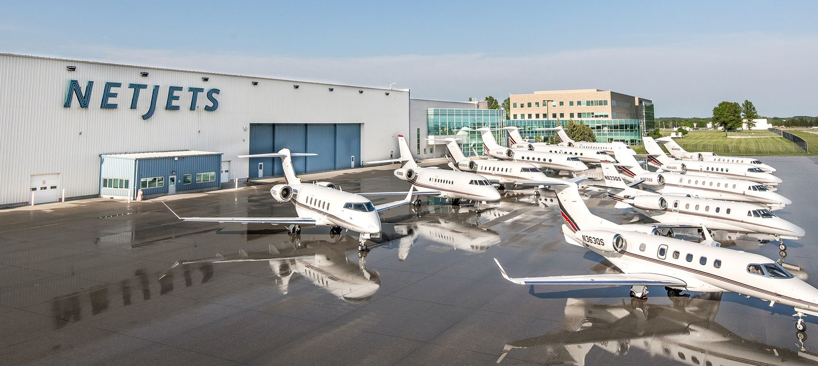 Netjets Fleet Outside of Hangar