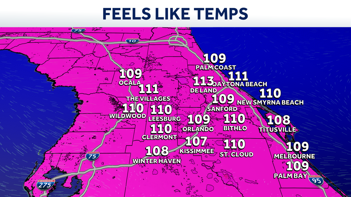 Temperatures climbing above 100 degrees across Central Florida