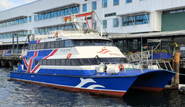 A passenger ferry in the Pacific