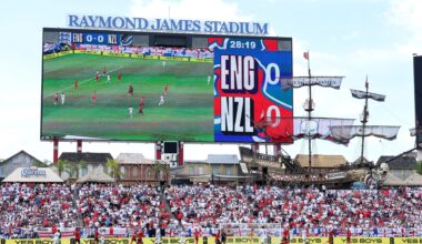 England stars' names are hilariously muddled up on giant screen before World Cup friendly v New Zealand in Tampa