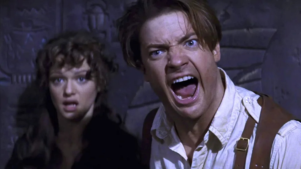 Arnold Vosloo, Brendan Fraser, and Rachel Weisz star in The Mummy (1999).