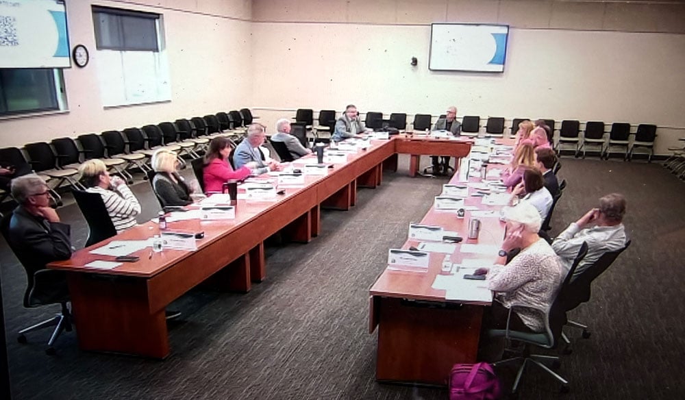 Flagler County Commissioner Andy Dance as he made his motion to regionalize the data center issue this morning at a meeting of the directors of the Northeast Florida Regional Council in Jacksonville. Flagler County and Palm Coast are part of the regional council. (© FlaglerLive via zoom)