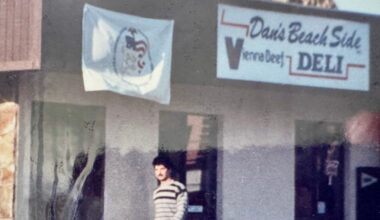 A person outside a restaurant