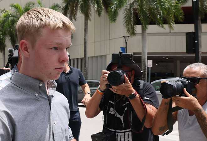 Teen Charged With Killing Stepsister On Cruise Ship Attends Court Hearing MIAMI, FLORIDA - MAY 27: Timothy Hudson, 16, leaves the James Lawrence King Federal Justice Building on May 27, 2026 in Miami, Florida. Hudson has been charged with first-degree murder and aggravated sexual abuse in the death of his stepsister Anna Kepner, 18, aboard a Carnival cruise ship. (Photo by Romain Maurice/Getty Images)