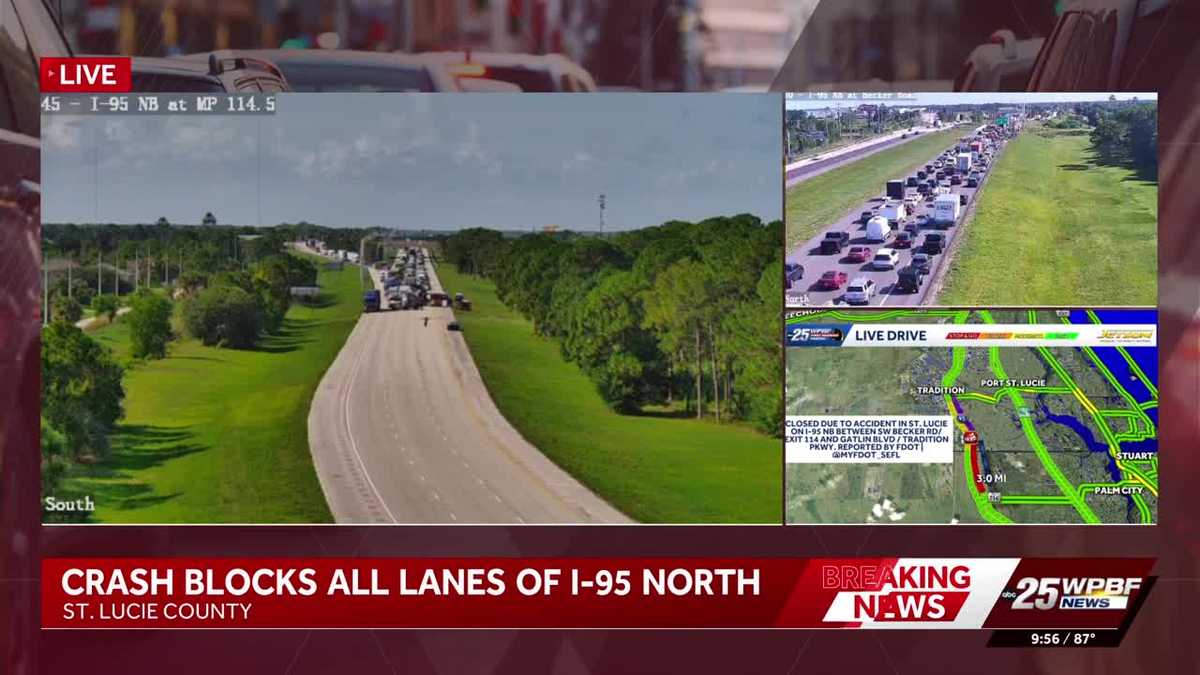 Crash causes 3-mile backup on I-95 north in St. Lucie County