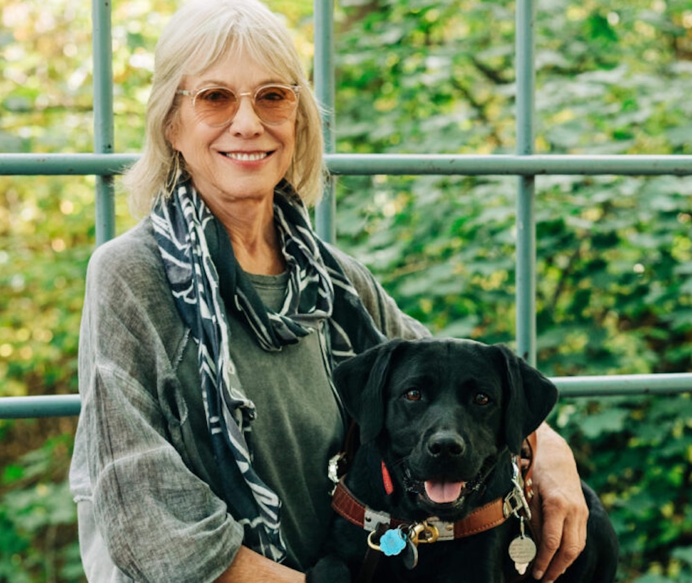 Deni Elliott and her guide dog, Hildy