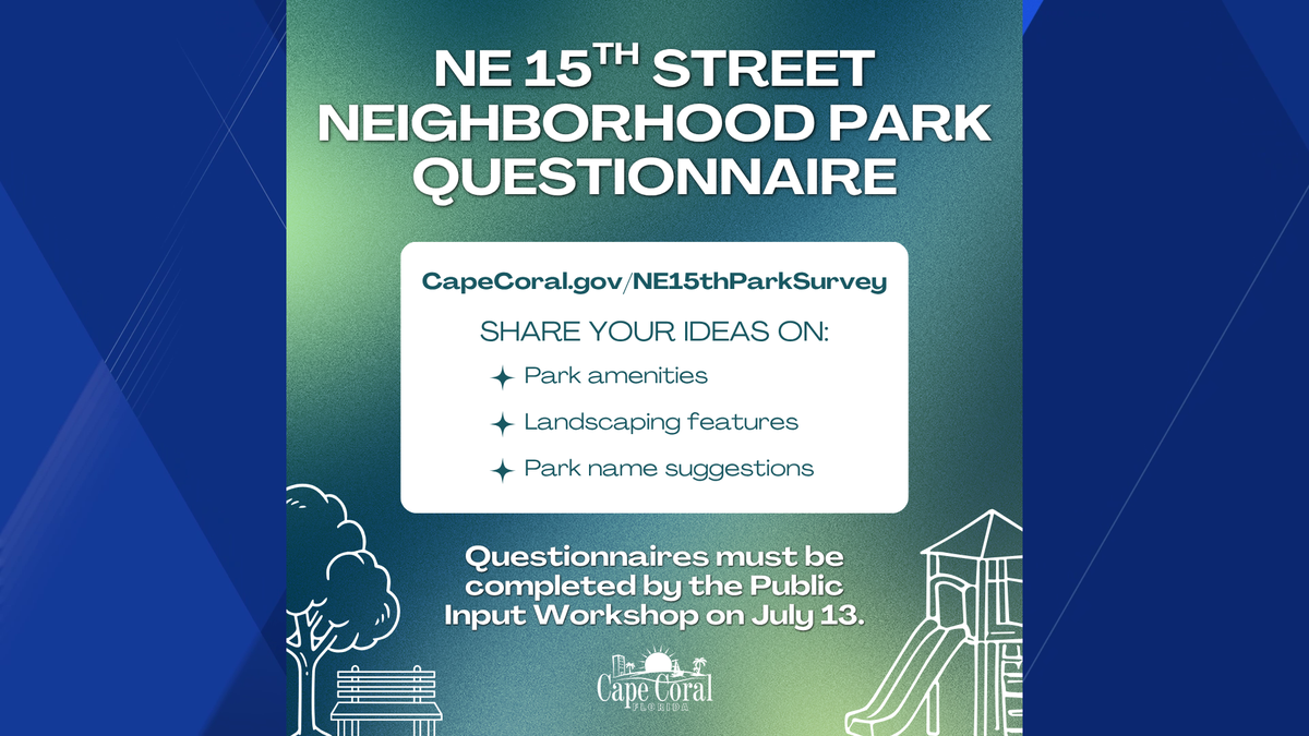 Cape Coral residents can share input on plans for new NE 15th Street Neighborhood Park