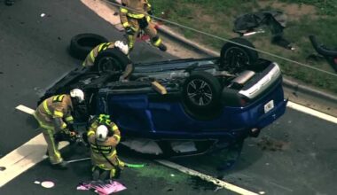 Car flips, 10 people involved in crash near SeaWorld