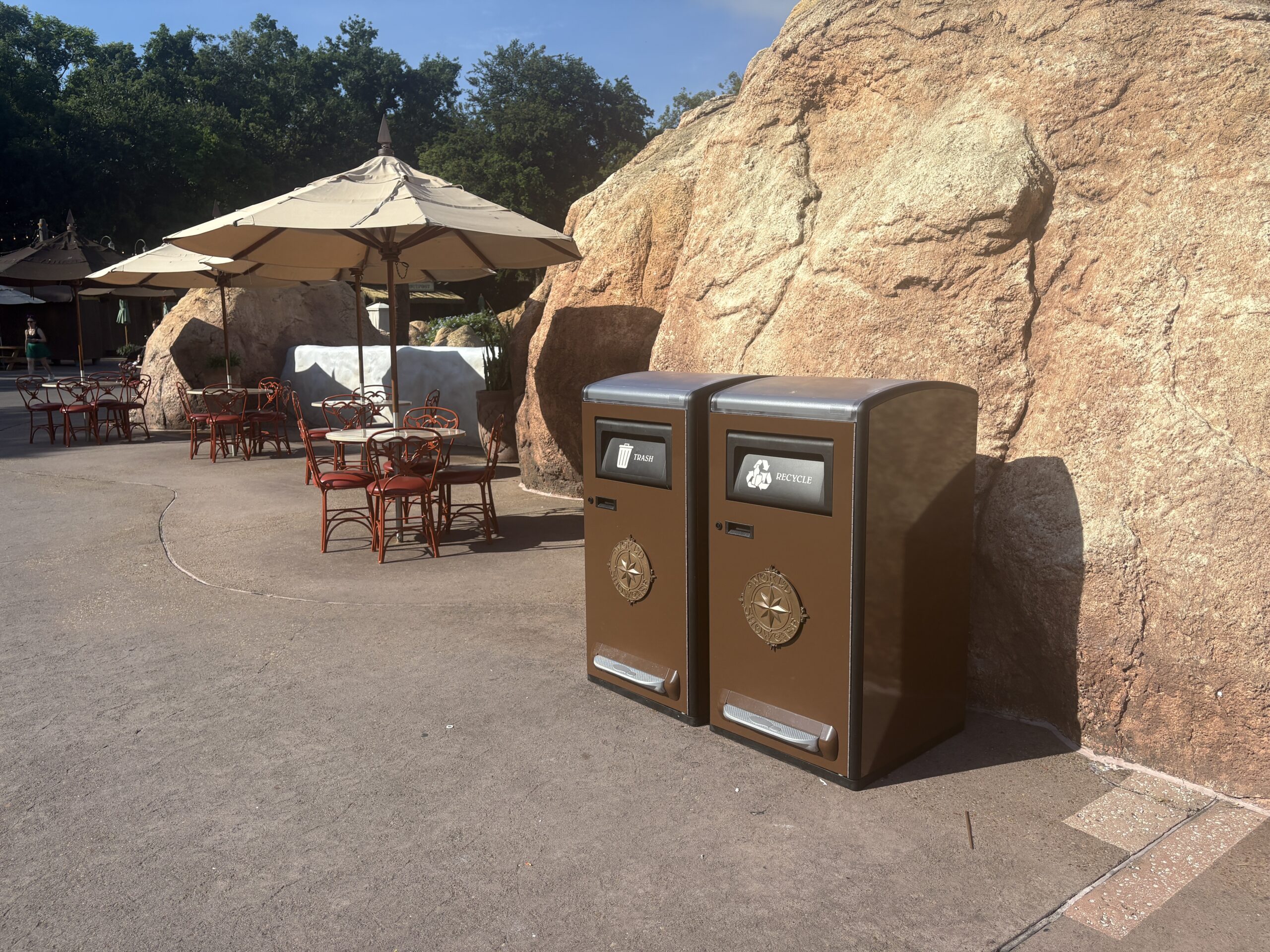 Disney continues to install new solar-powered trash cans with foot pedals throughout World Showcase in EPCOT.