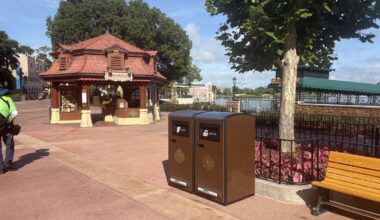 Disney continues to install new solar-powered trash cans with foot pedals throughout World Showcase in EPCOT.