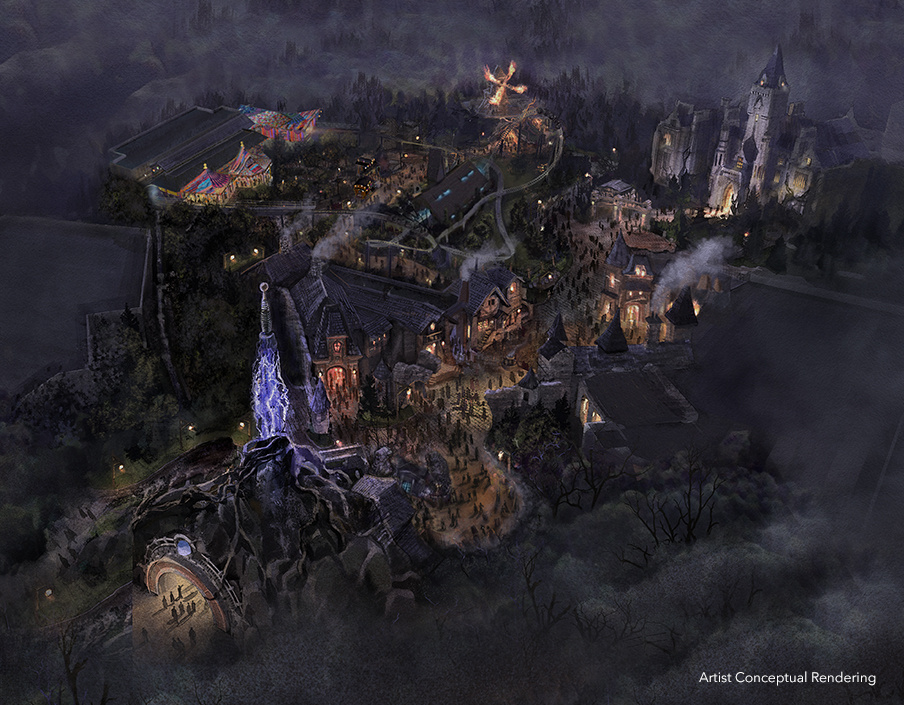 Concept art for Dark Universe at Epic Universe