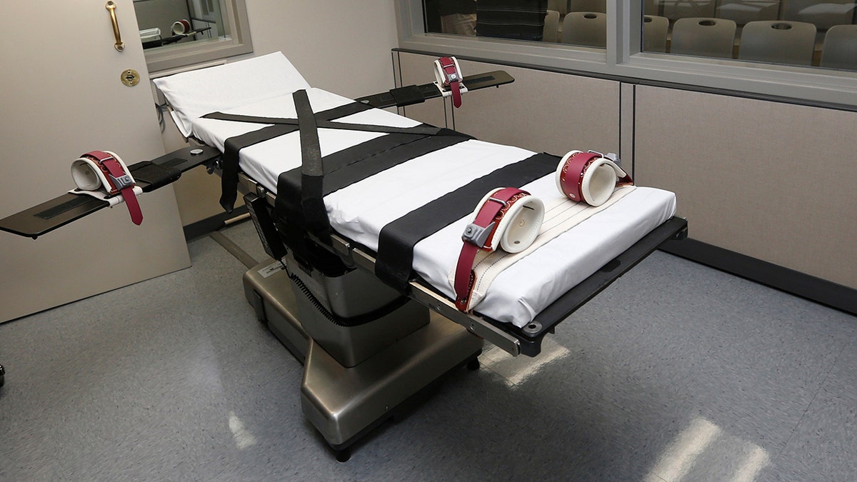Gurney inside the execution chamber at Oklahoma State Penitentiary in McAlester