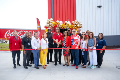 The Coke Florida ribbon cutting in front of the new Orlando Distribution Center.