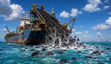 Florida dumped 2 million tires into the ocean near Fort Lauderdale to create an artificial reef, but hurricanes scattered the rubber across the seabed, and cleanup efforts initiated decades later are still trying to correct the environmental disaster without a guarantee of full coral recovery.