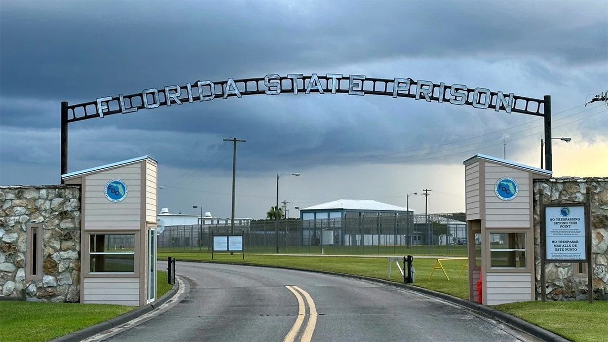 Clouds hovering over the entrance of Florida State Prison in Starke