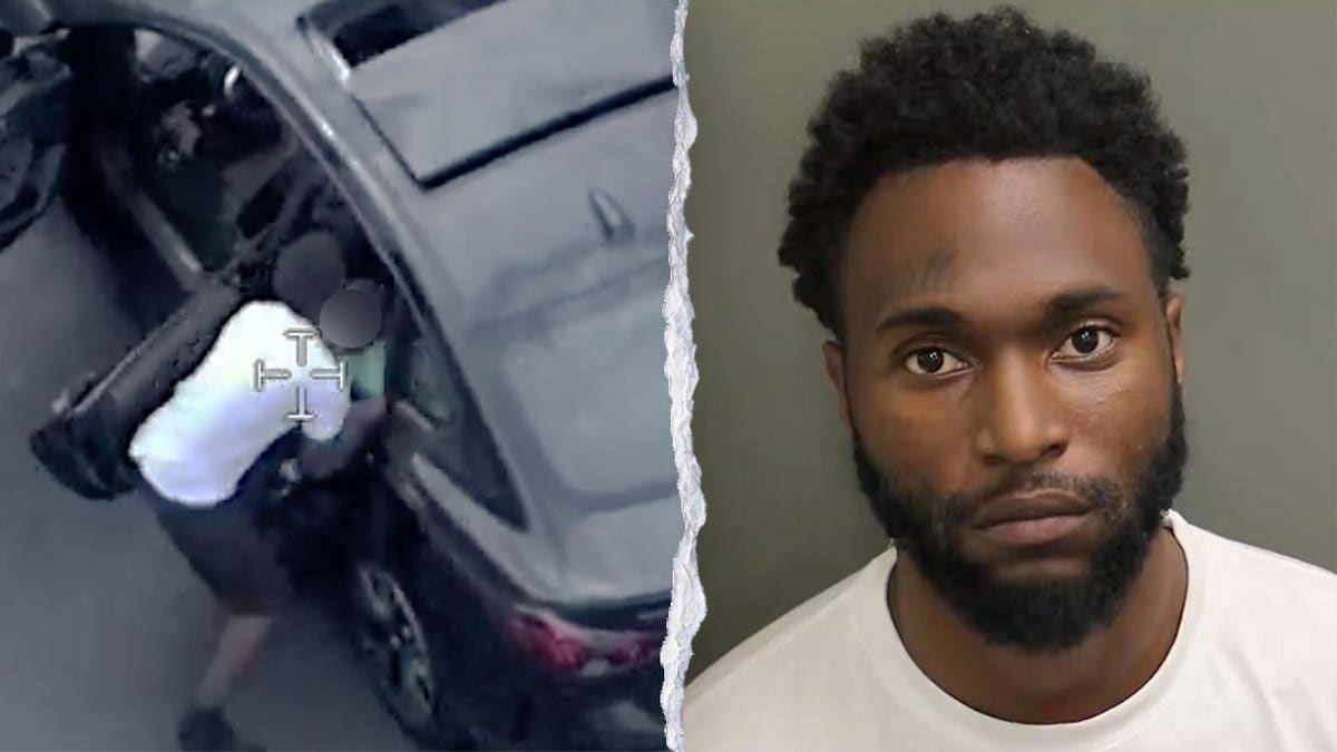 man with child and mugshot split