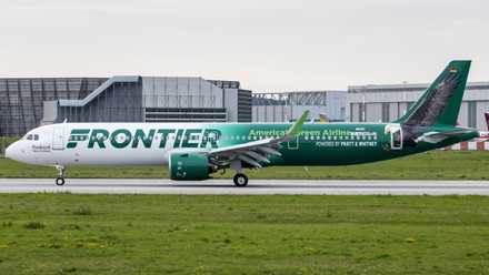 Frontier Airlines at Hamburg Finkenwerder with an Airbus A321-271NX A21N