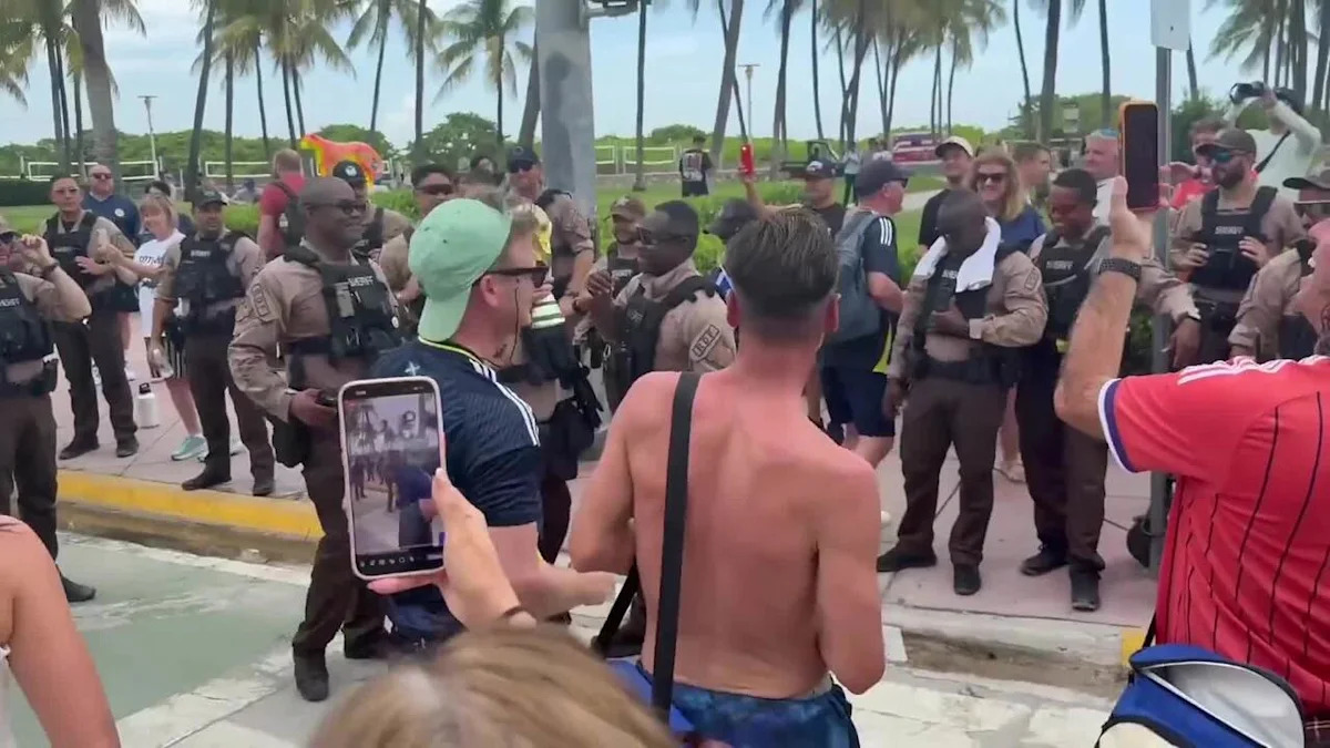 Miami Police Celebrate World Cup With Fans Ahead of Scotland-Brazil Match