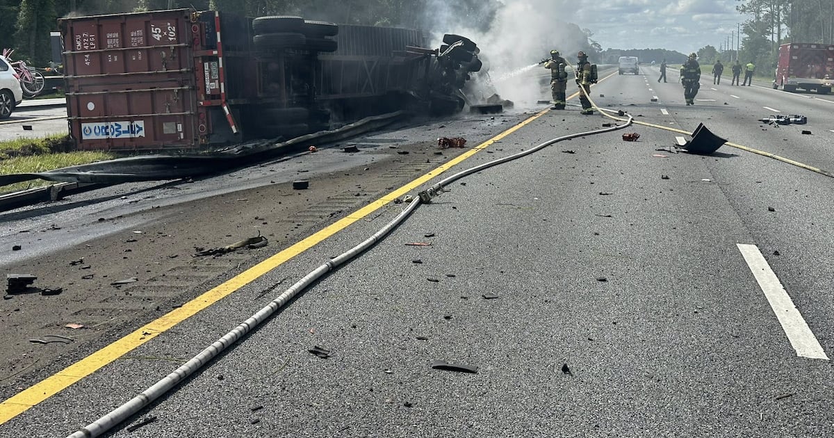 Tractor-trailer fire closes I-95 lanes in St. Johns County, Jacksonville man critically injured – Action News Jax