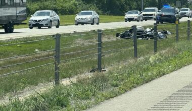 Motorcycle crash causing lane closures on I-75NB in Miami County