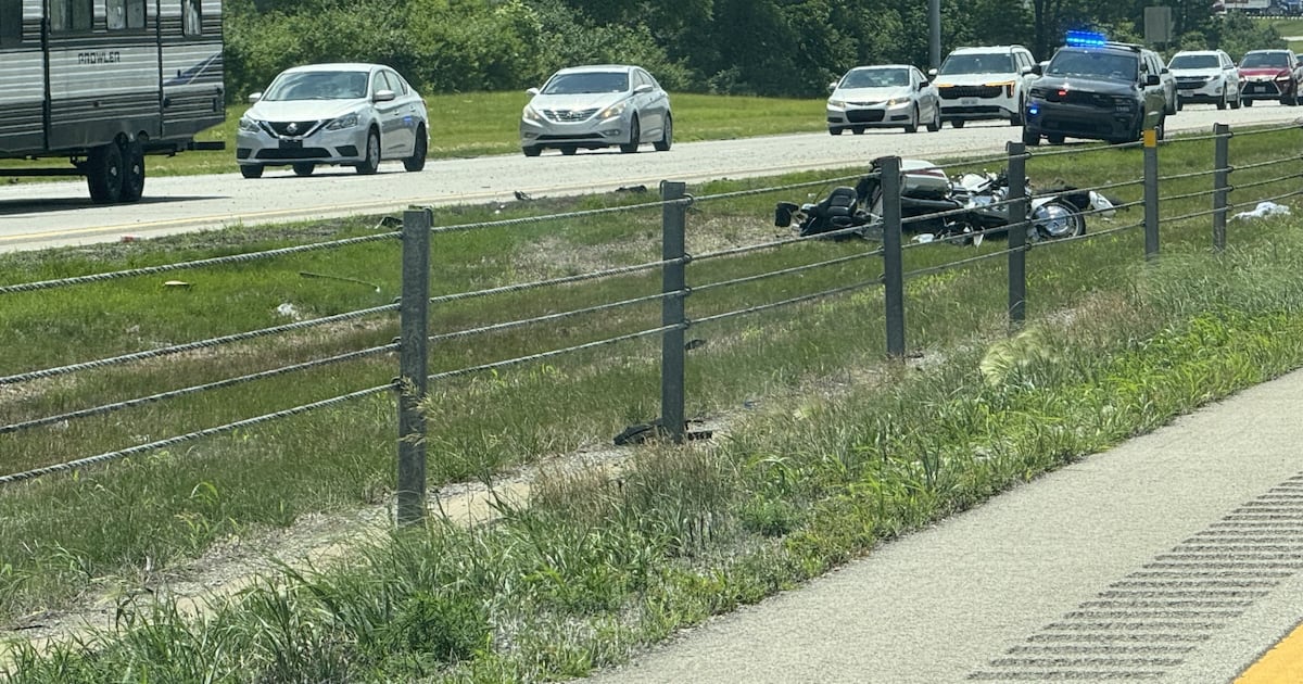 Motorcycle crash causing lane closures on I-75NB in Miami County