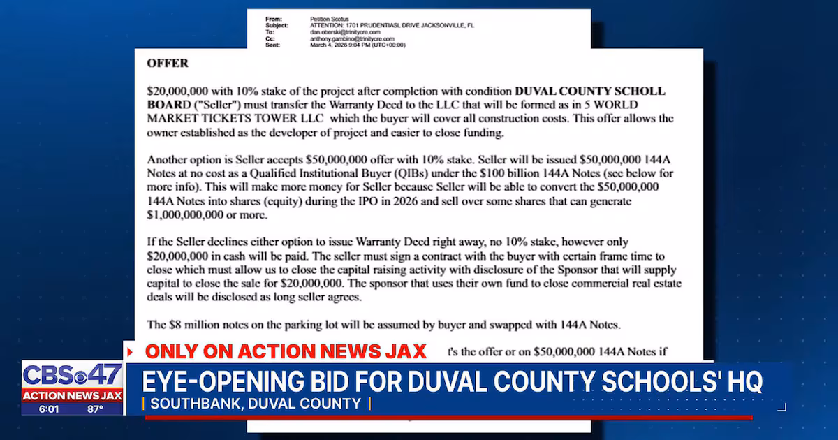 From Luxury Apartments to a 1,000-Foot Skyscraper: Inside the 4 Bids for Duval School HQ