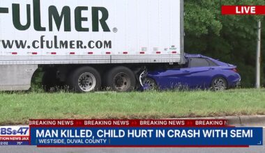 Child in critical condition, adult dead after Northwest Jacksonville crash with semi-truck – 104.5 WOKV