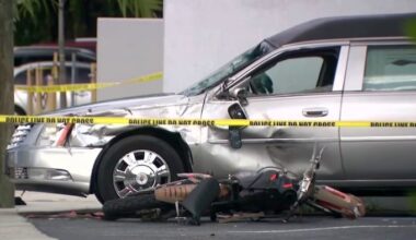 Dirt biker dies after crashing into hearse parked outside Miami-Dade mortuary