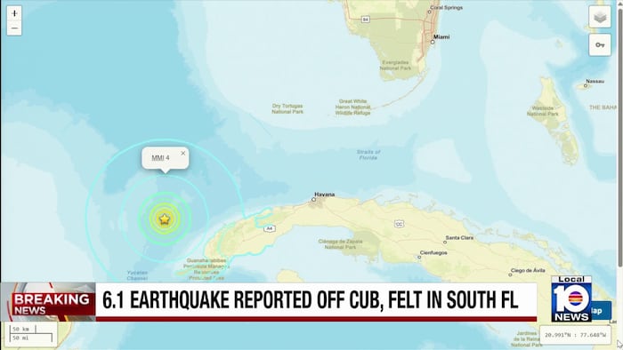 6.1-magnitude earthquake strikes near Cuba; reports of light shaking in South Florida