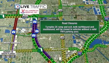 FIFA World Cup 2026: Expect Turnpike 2X ramp and exit delays at Miami Stadium