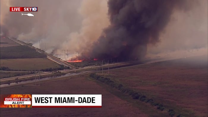 2 wildfires burn 8,000 acres in western Miami-Dade, pollute air quality in South Florida
