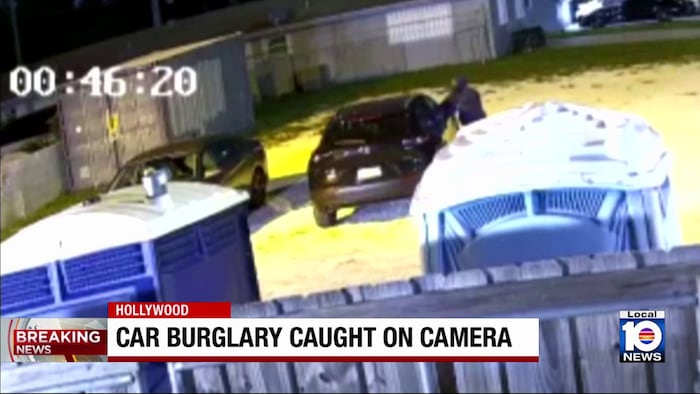 Suspect caught on camera breaking into car outside Hollywood restaurant