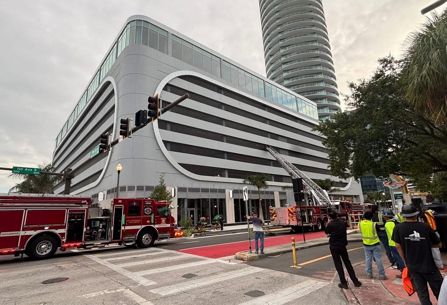 St. Petersburg Fire Rescue Responds to Vehicle Fire in Downtown Parking Garage