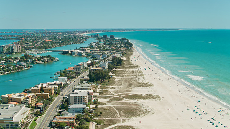 Aerial view of Treasure Island and its beaches in St. Petersburg, Florida