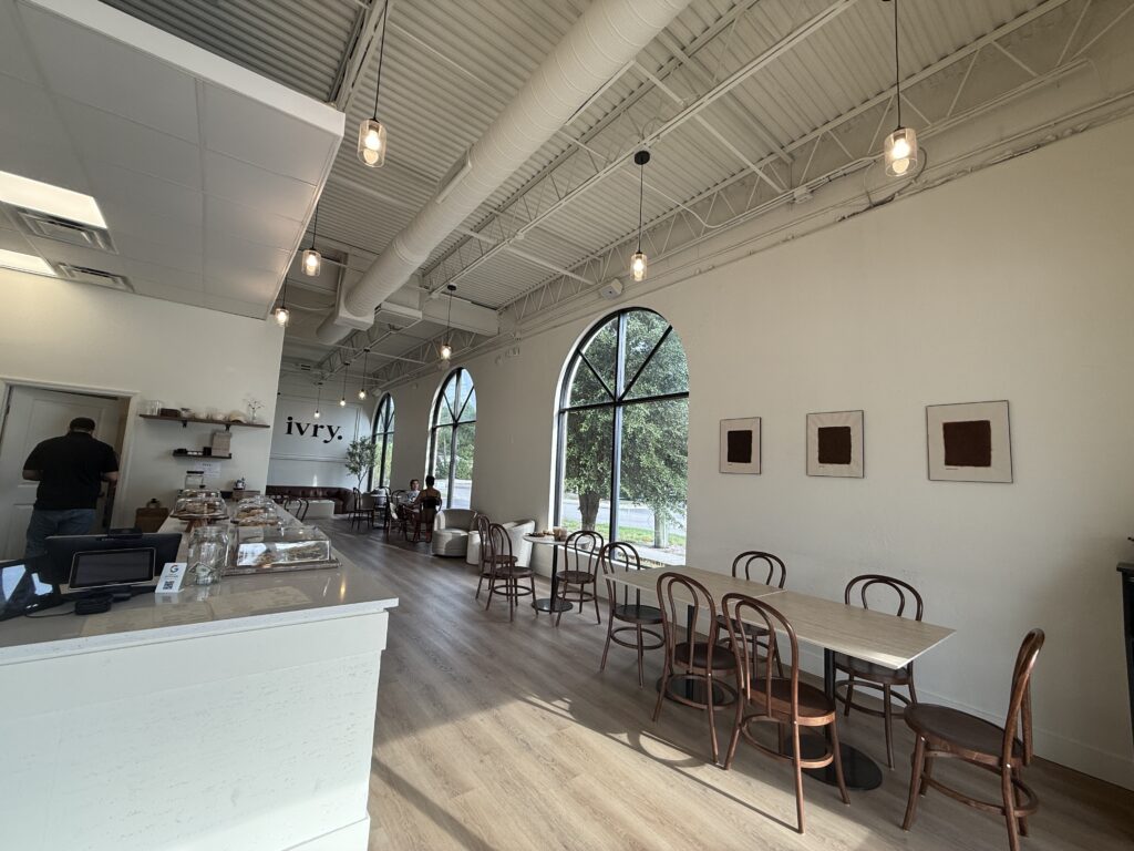 The interior of a cafe