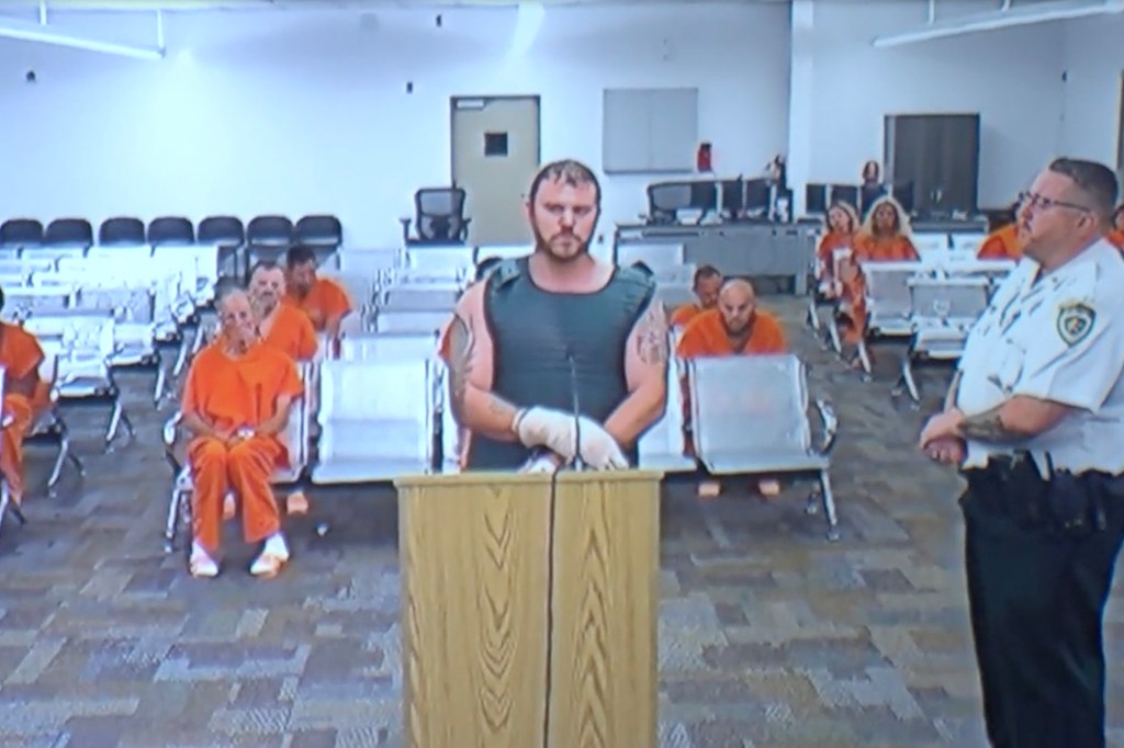 Kyle Sanchez appearing in court, accused of murdering his girlfriend.