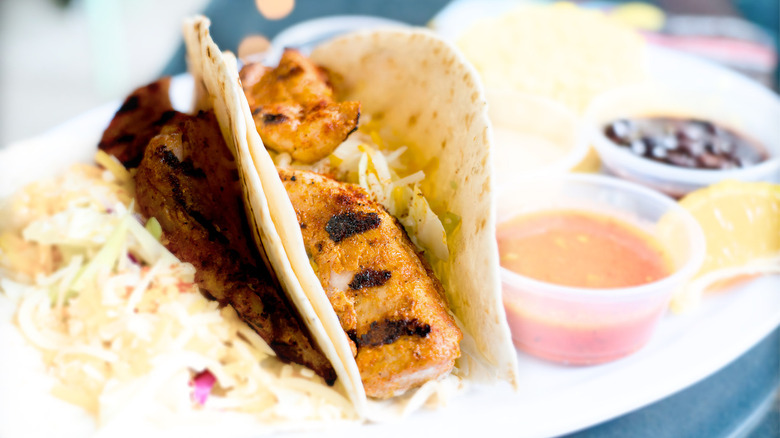 Grilled fish tacos at Lighthouse Seafood