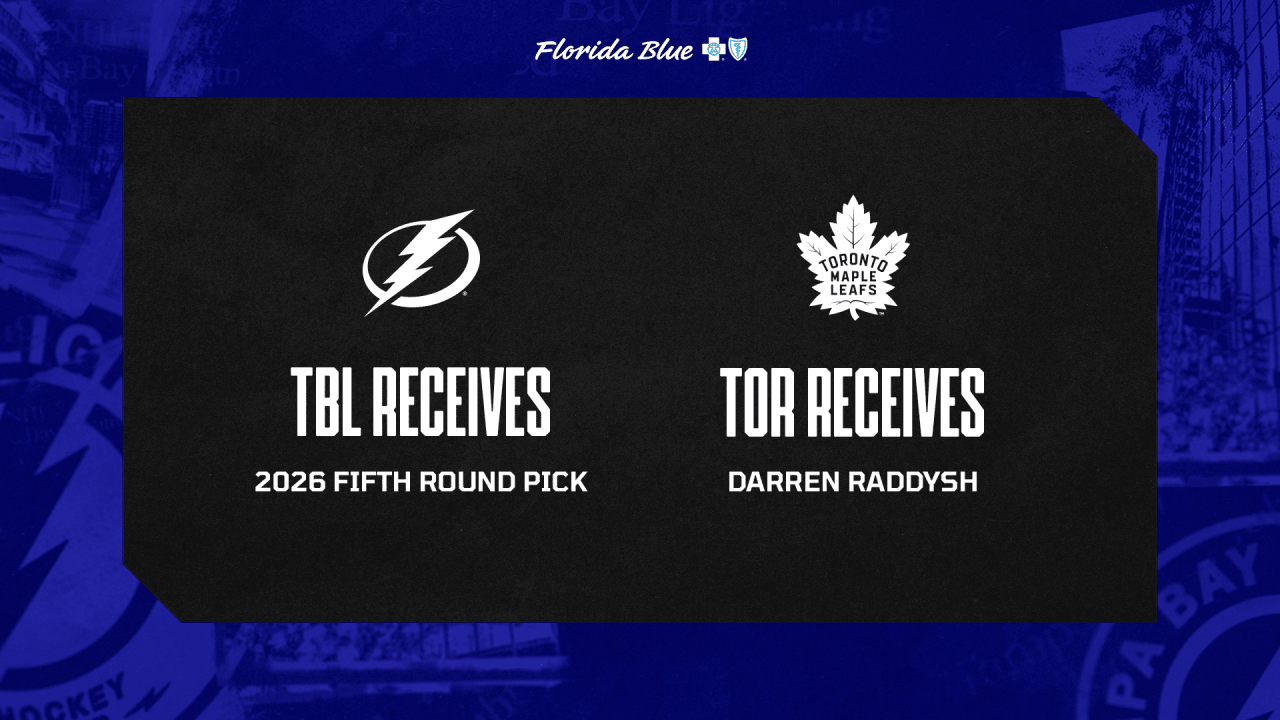 Lightning acquire fifth-round pick in 2026 from Toronto in exchange for D Darren Raddysh