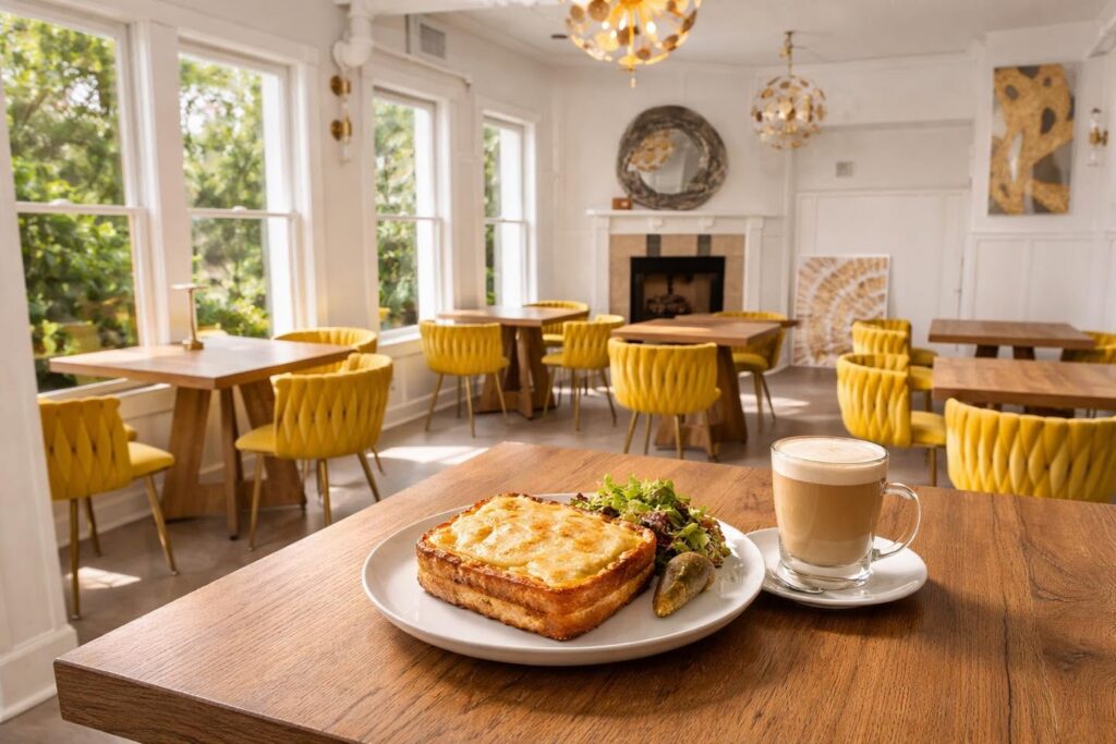 A sandwich on a table at Mademoiselle Gulfport