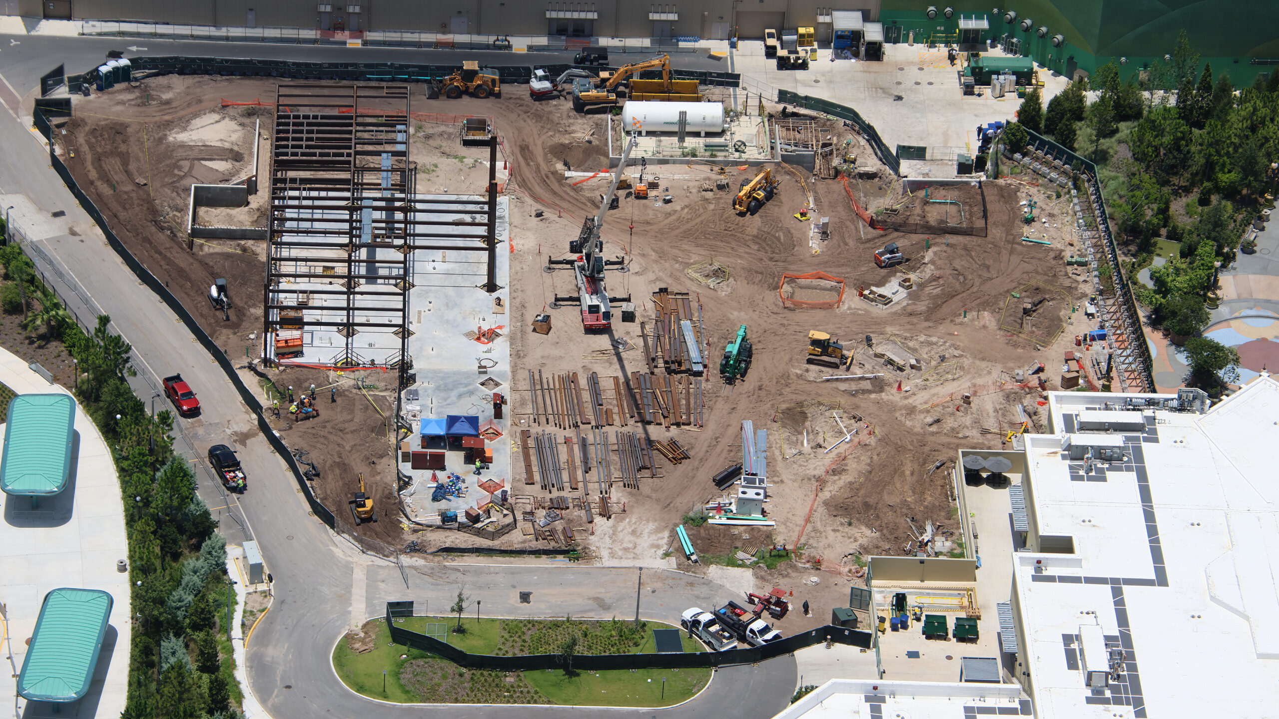 Aerial Photos Show Progress on Events Center and Future Expansion Pad at Epic Universe