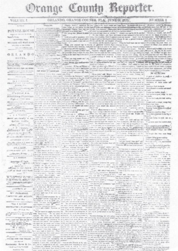 A 1925 photo of a purported first issue of the Orange County Reporter. There are no known copies existing of the early issues of Orlando's first newspaper. (Orlando Sentinel File)