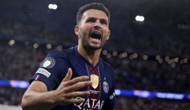 BUDAPEST, HUNGARY - MAY 30: Goncalo Ramos of Paris Saint-Germain celebrates scoring the team