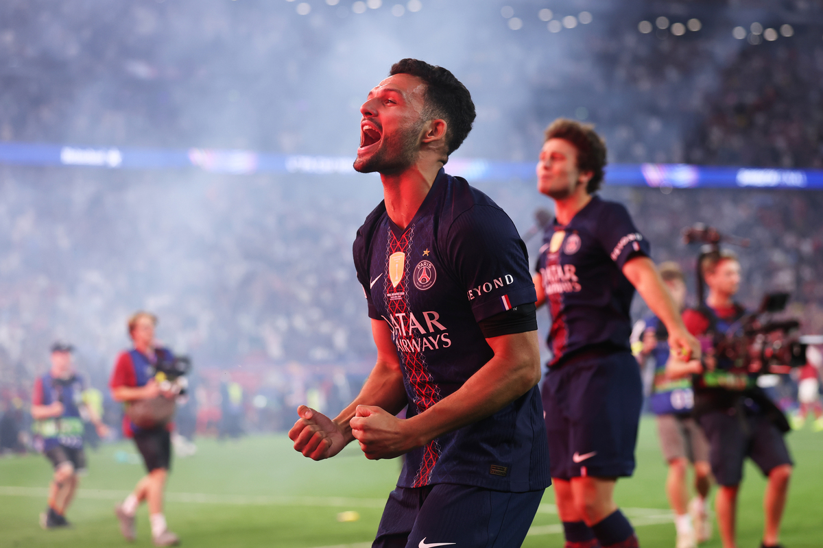 BUDAPEST, HUNGARY - MAY 30: Goncalo Ramos of Paris Saint-Germain celebrates after the team's victory in the penalty shoot out during the UEFA Champions League Final 2026 match between Paris Saint-Germain and Arsenal FC at Puskas Arena on May 30, 2026 in Budapest, Hungary. (Photo by Lars Baron/Getty Images)