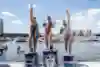 The women's St Pete top three: Iffland (2nd), Arnett (1st) & Faulkner (3rd) (L-R) Rhiannan Iffland, Kaylea Arnett and Lisa Faulkner celebrate on the podium during the second stop of the Red Bull Cliff Diving World Series in St. Petersburg, USA on June 6, 2026.
