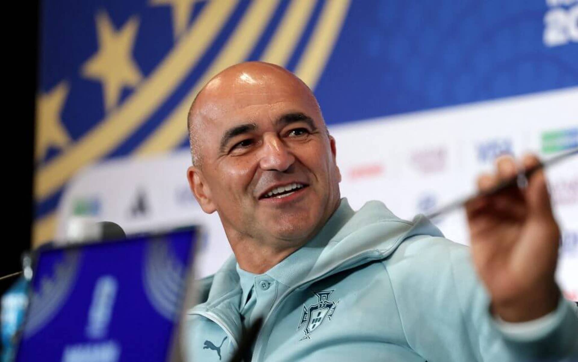 Roberto Martinez at a press conference