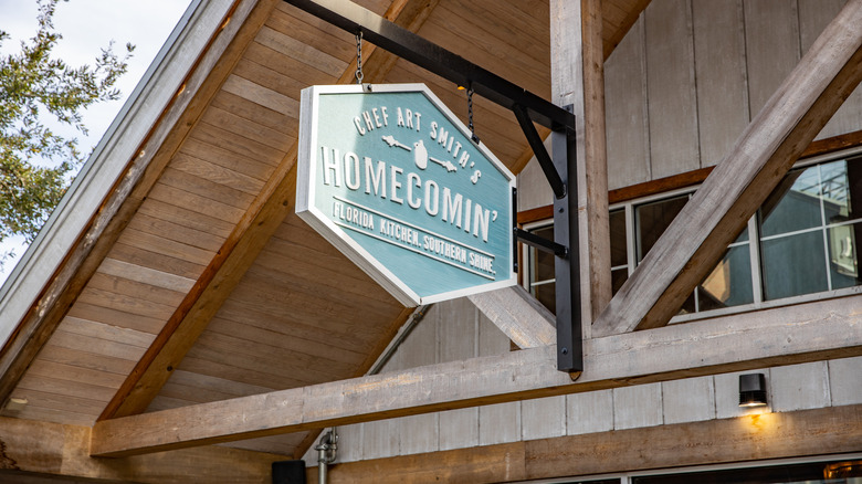 Sign outside of Chef Art Smith's Homecomin' restaurant in Disney Springs/Lake Buena Vista