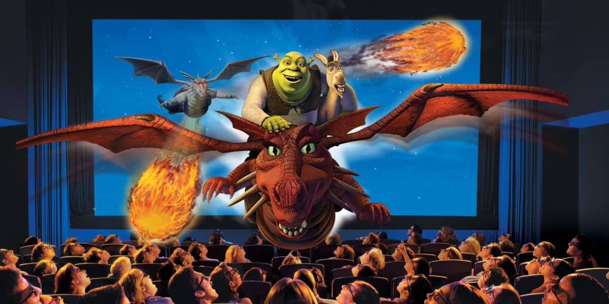 Shrek flies out over crowd on Dragon