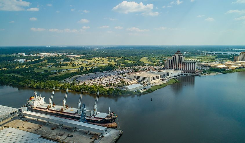 Aerial view of Lake Charles, Louisiana.