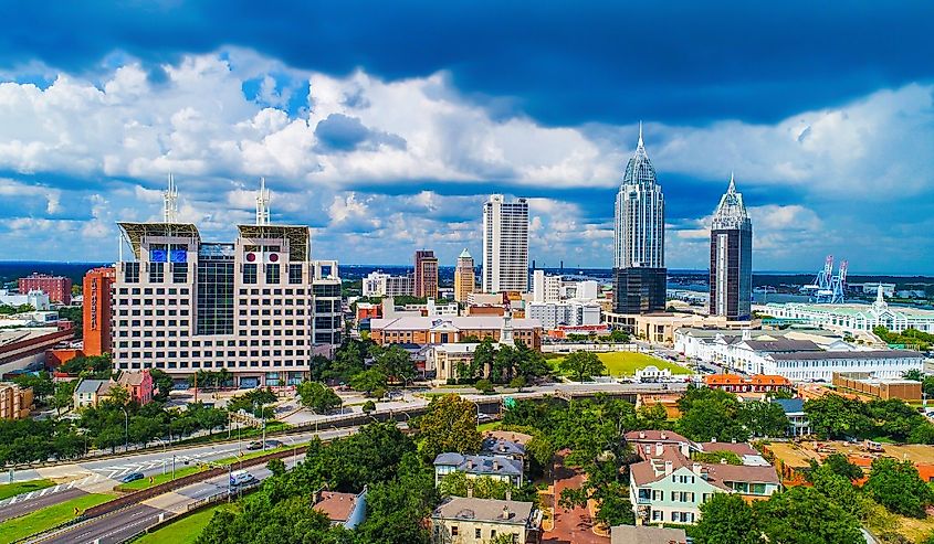 Skyline of Mobile, Alabama.